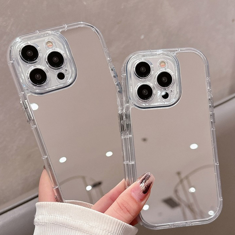 Clear Shockproof Bumper Case - Przezroczyste akrylowe etui z lusterkiem do